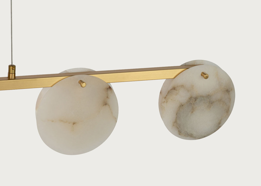 Ebro Alabaster Long 5 Light Pendant Brushed Gold