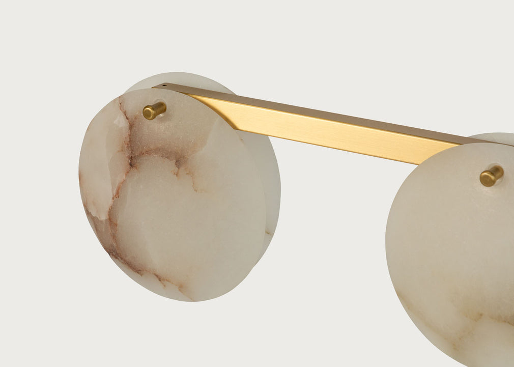 Ebro Alabaster Long 5 Light Pendant Brushed Gold