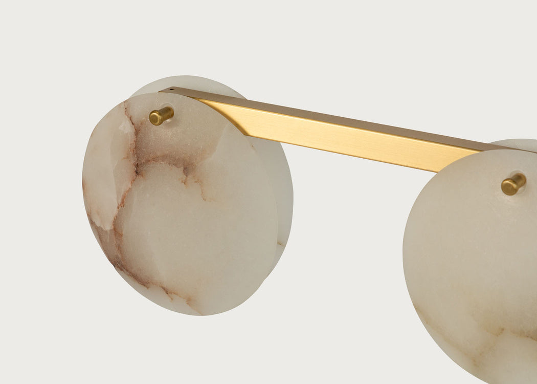 Ebro Alabaster Long 5 Light Pendant Brushed Gold