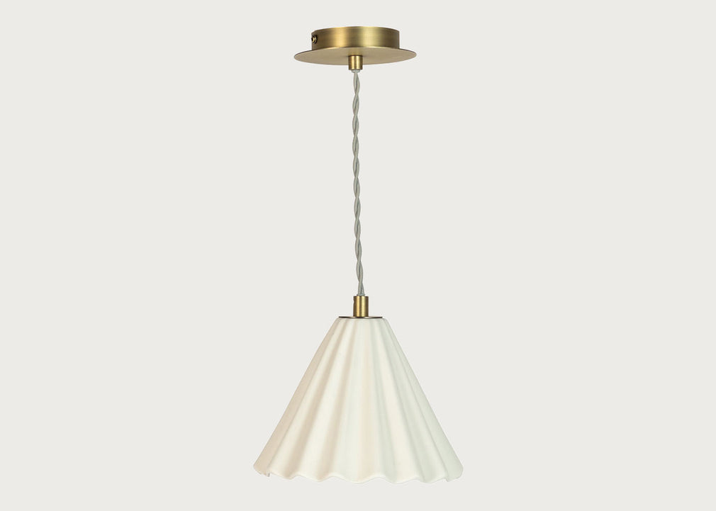 Monroe Porcelain Pendant Light White & Brushed Gold