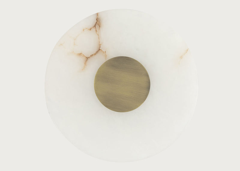 Ebro Alabaster LED Wall Light Brushed Gold IP44 Round