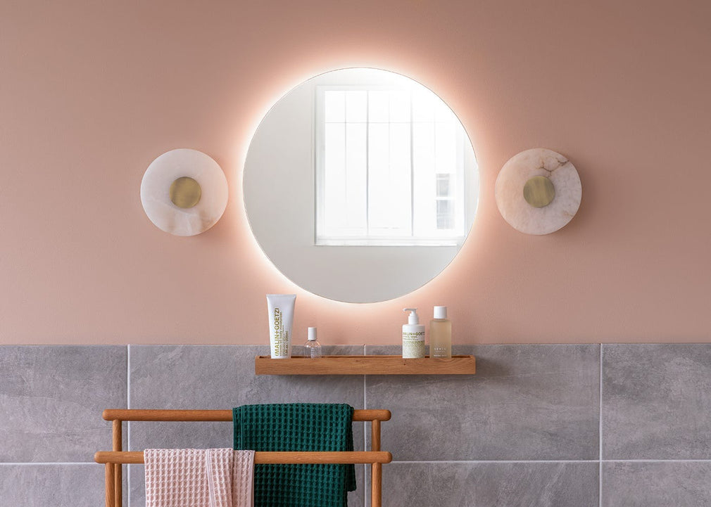 Ebro Alabaster LED Wall Light Brushed Gold IP44 Round