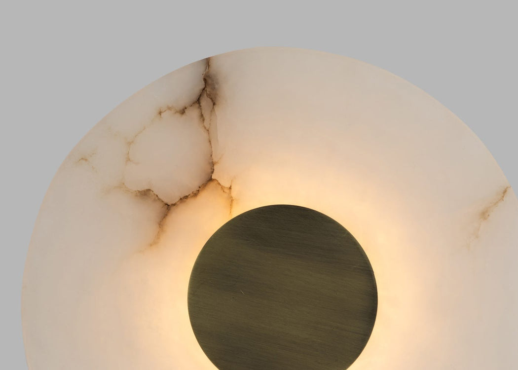 Ebro Alabaster LED Wall Light Brushed Gold IP44 Round