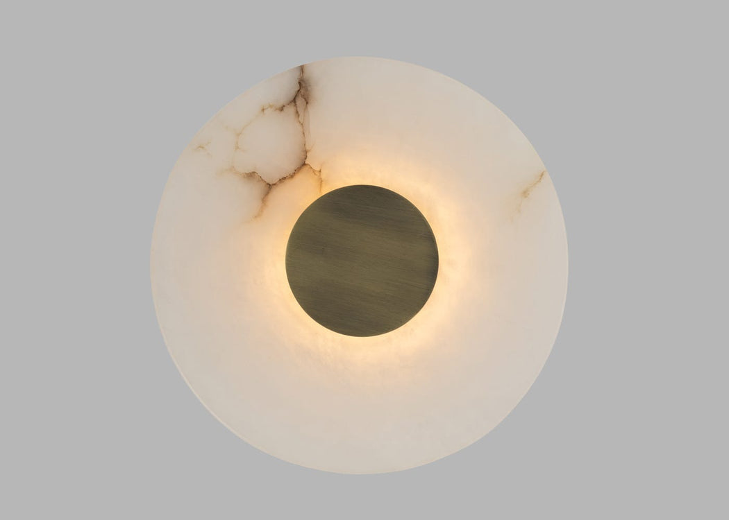 Ebro Alabaster LED Wall Light Brushed Gold IP44 Round