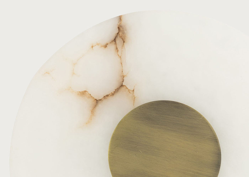 Ebro Alabaster LED Wall Light Brushed Gold IP44 Round
