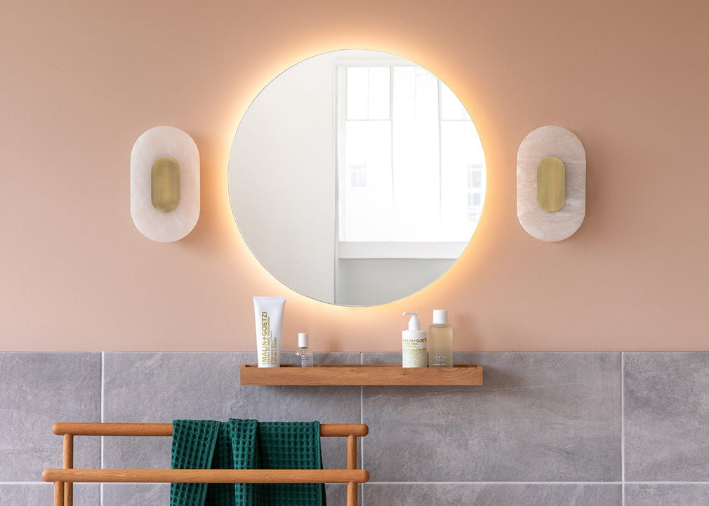 Ebro Alabaster LED Wall Light Brushed Gold IP44 Oval