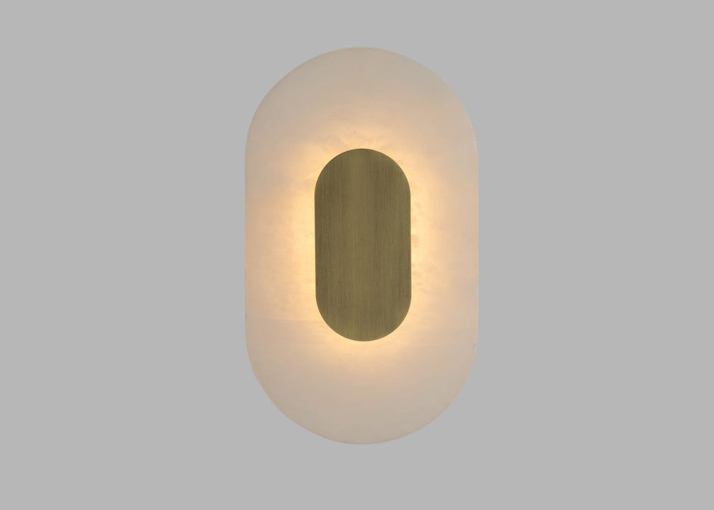 Ebro Alabaster LED Wall Light Brushed Gold IP44 Oval