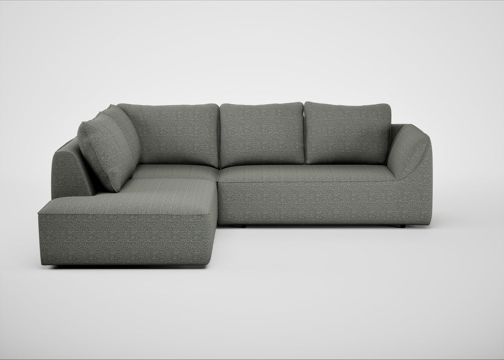 Morven Left Hand Facing Large Corner Sofa Boucle Tweed Lapis