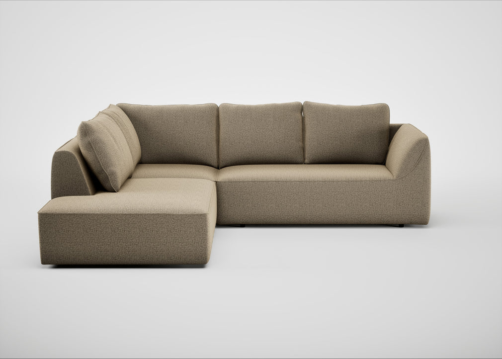 Morven Left Hand Facing Large Corner Sofa Boucle Velvet Rocky