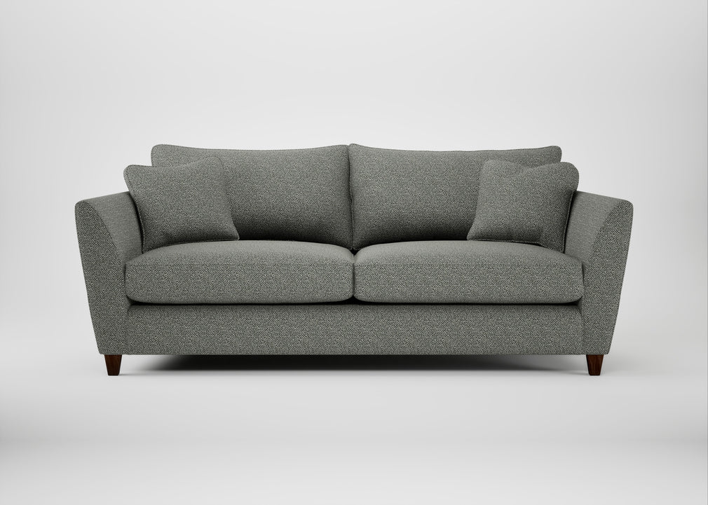Torino 4 Seater Sofa Boucle Tweed Lapis / Walnut Stained