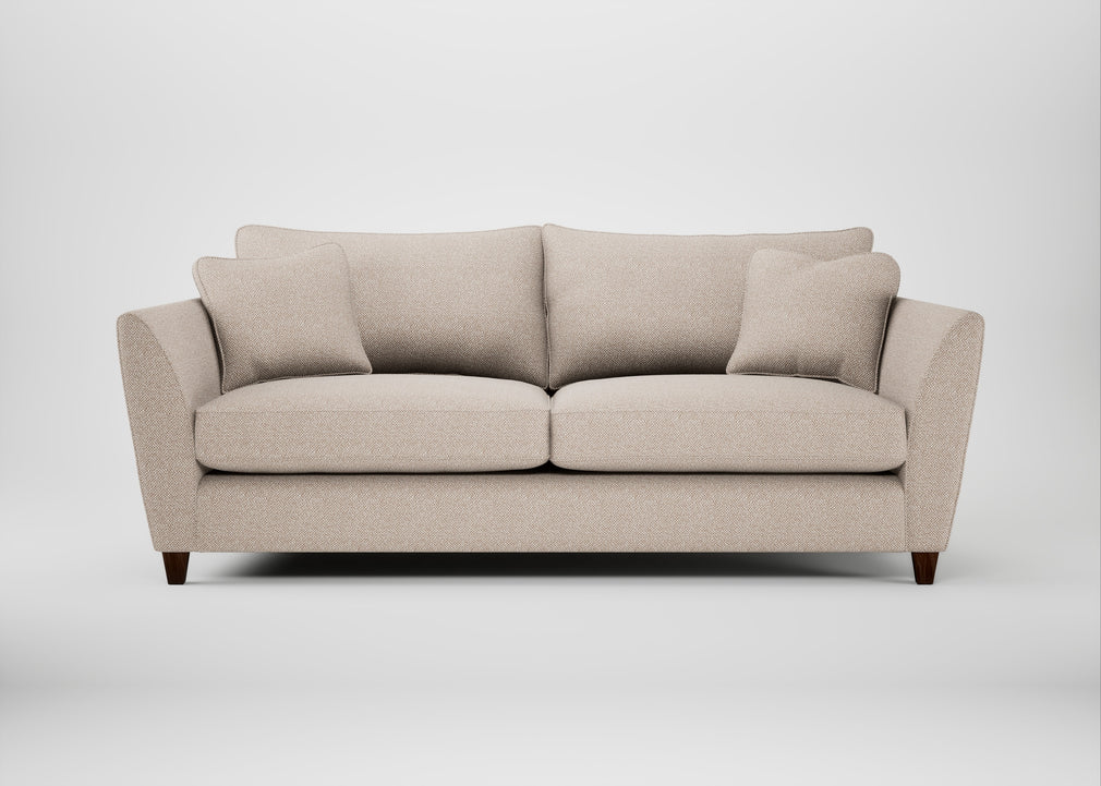 Torino 4 Seater Sofa Boucle Tweed Pearl / Walnut Stained