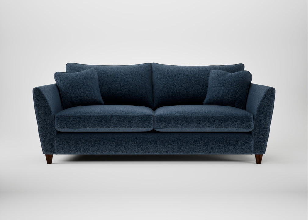 Torino 4 Seater Sofa Boucle Velvet Space / Walnut Stained