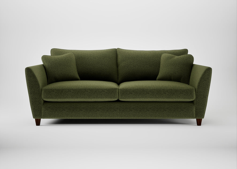 Torino 4 Seater Sofa Boucle Velvet Wilder / Walnut Stained