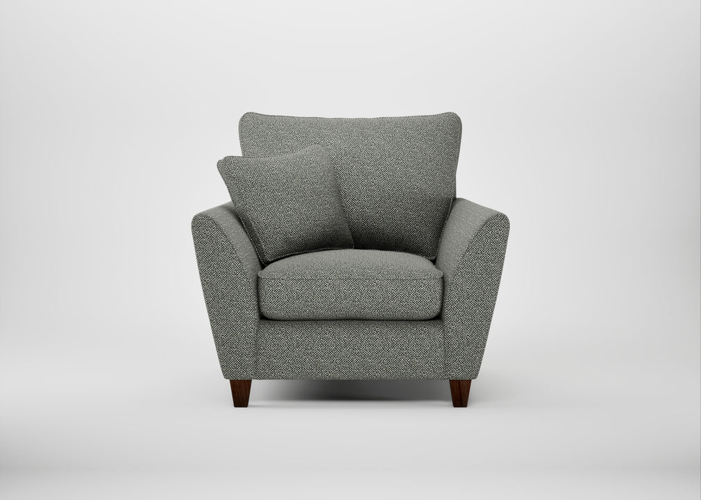 Torino Armchair Boucle Tweed Lapis / Walnut Stained