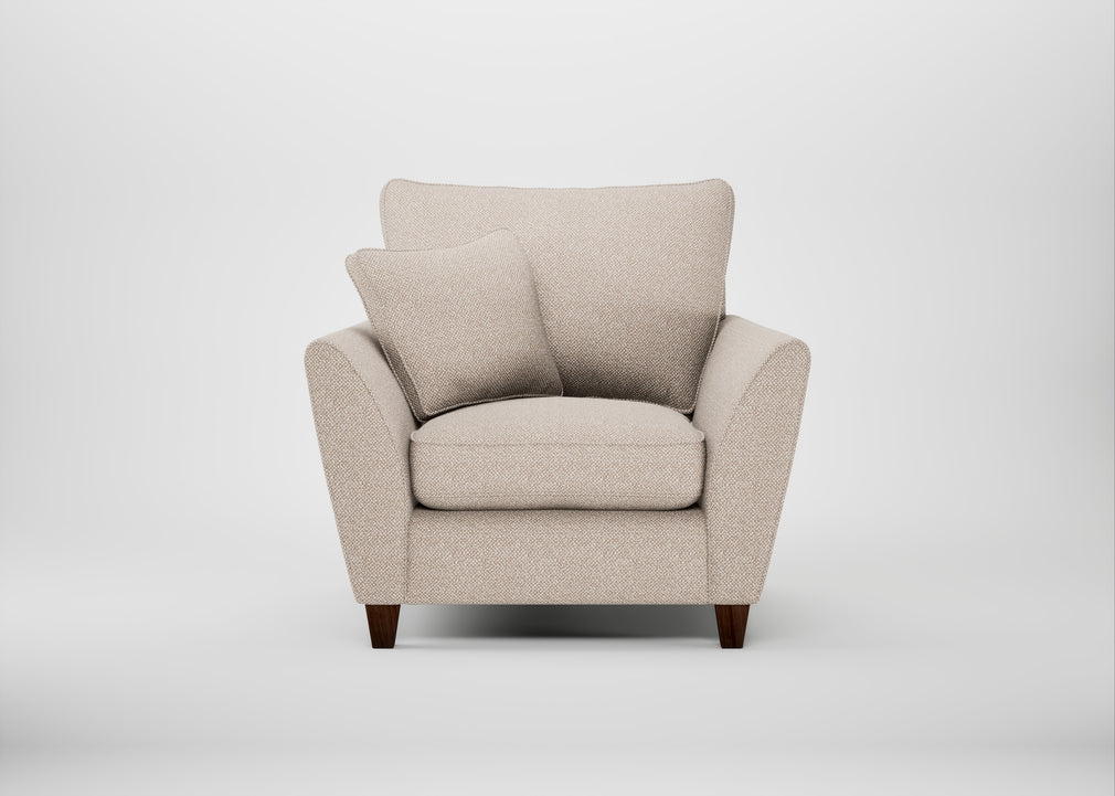 Torino Armchair Boucle Tweed Pearl / Walnut Stained