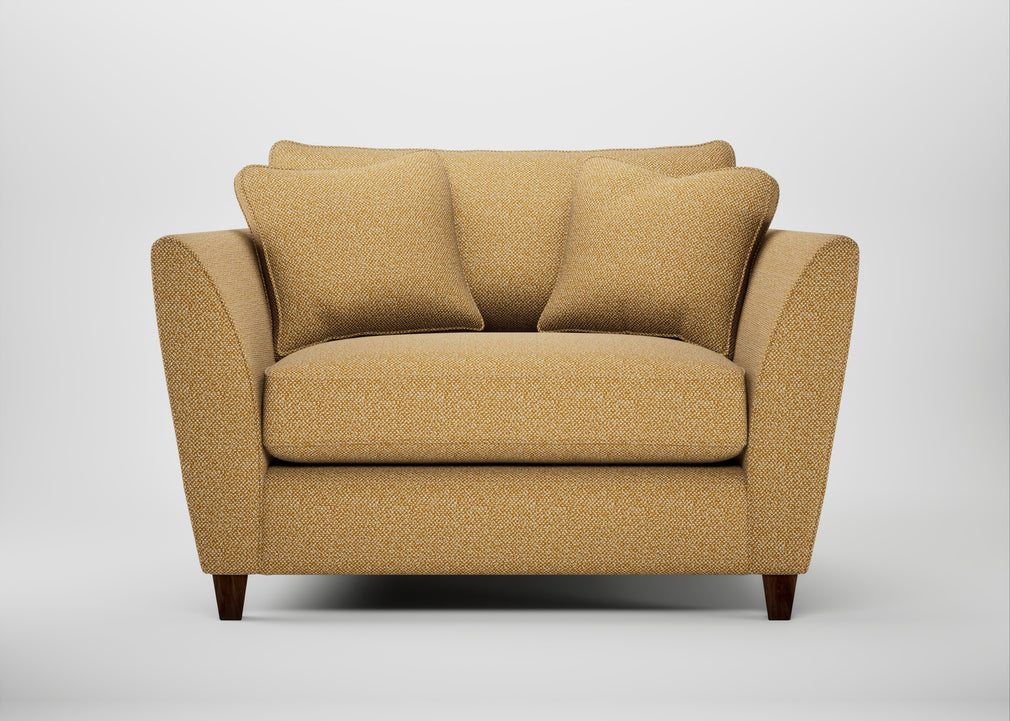 Torino Loveseat Boucle Tweed Citrine / Walnut Stained