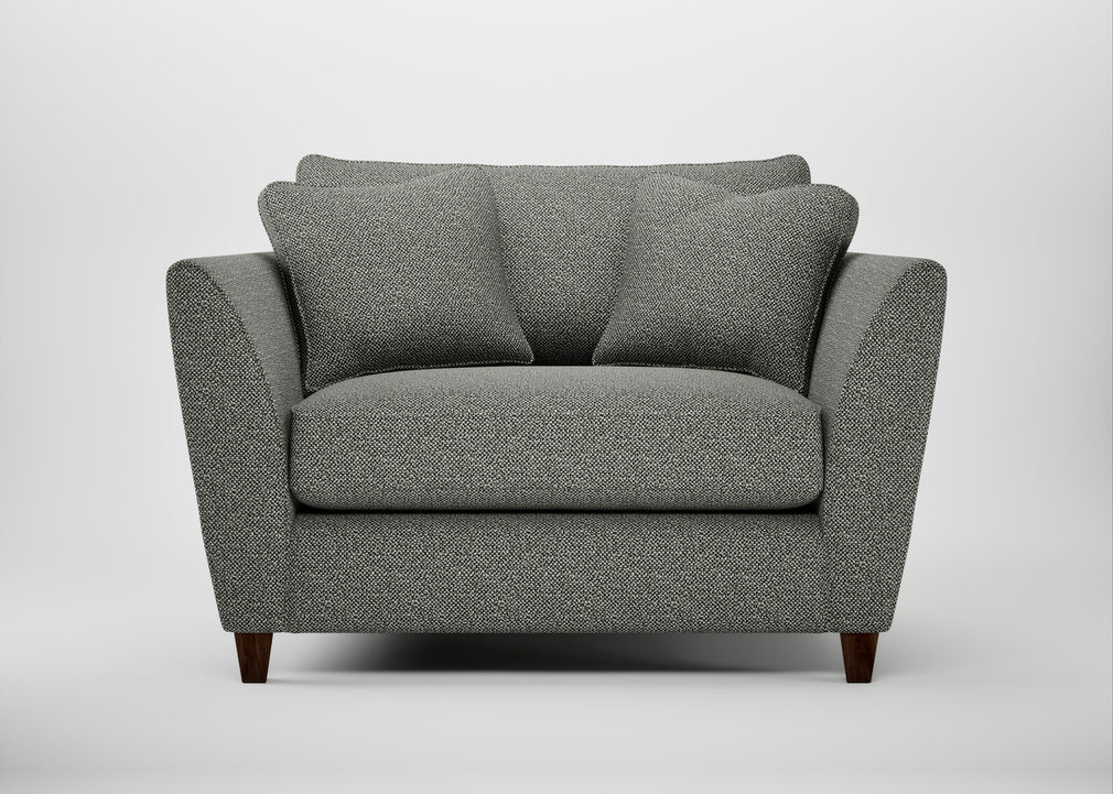 Torino Loveseat Boucle Tweed Lapis / Walnut Stained