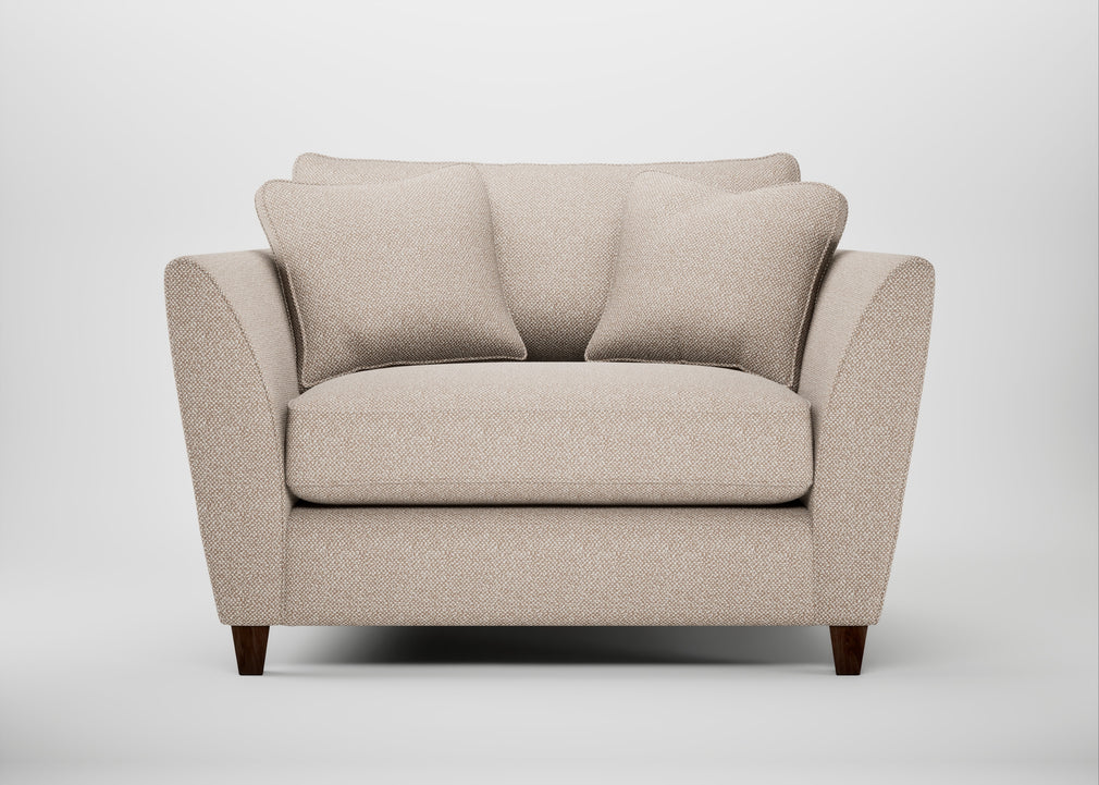 Torino Loveseat Boucle Tweed Pearl / Walnut Stained