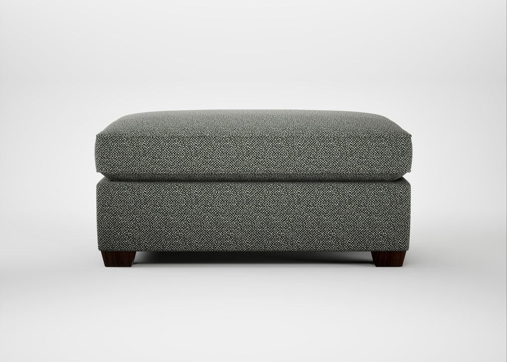 Torino Footstool Boucle Tweed Lapis / Walnut Stained