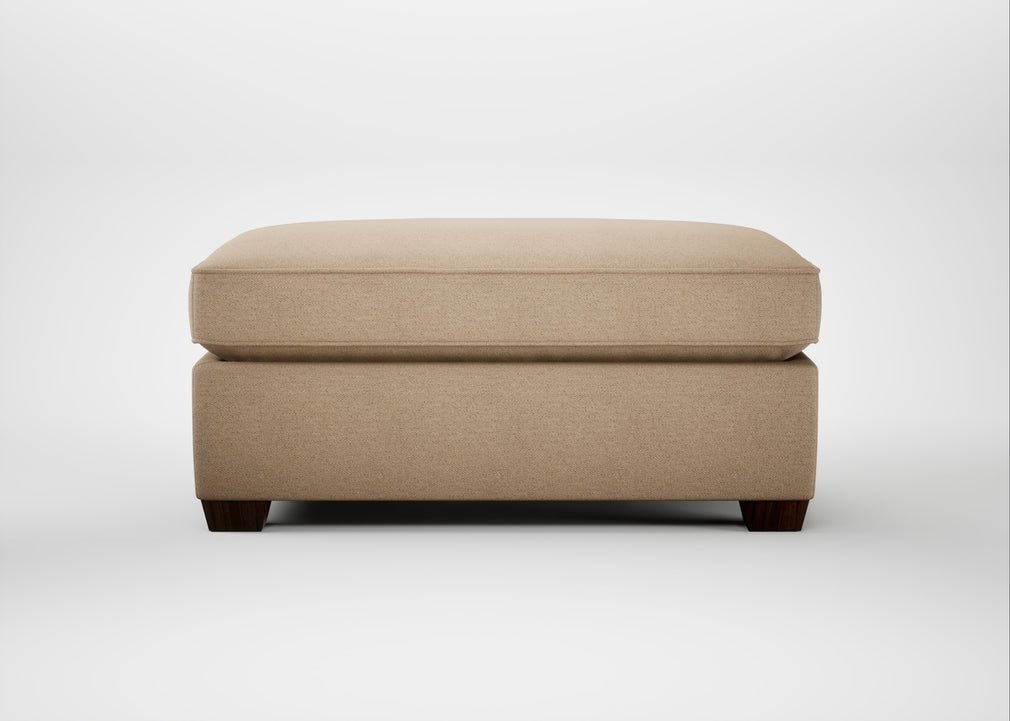 Torino Footstool Capelo Linen-Cotton Bamboo / Walnut Stained