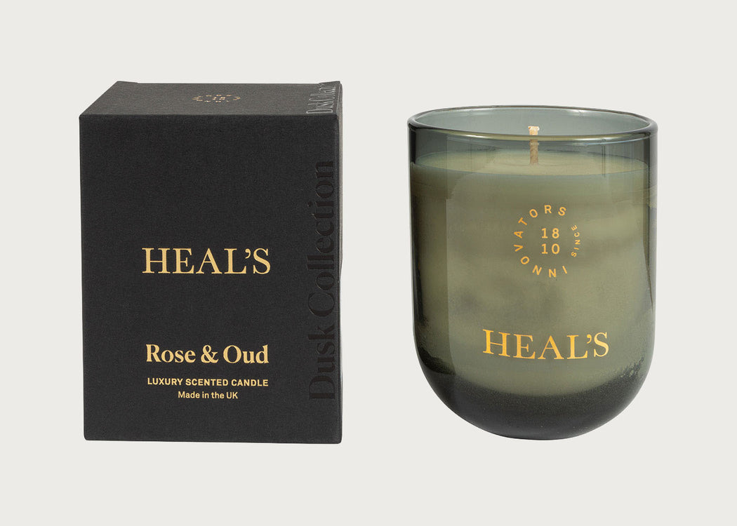 Dusk Rose & Oud Scented Glass Candle