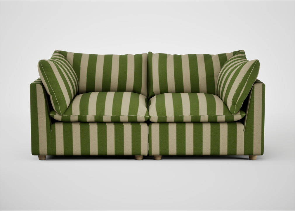 Astrid 3 Seater Sofa Capelo Linen-Cotton Stripe Green / Natural Beech
