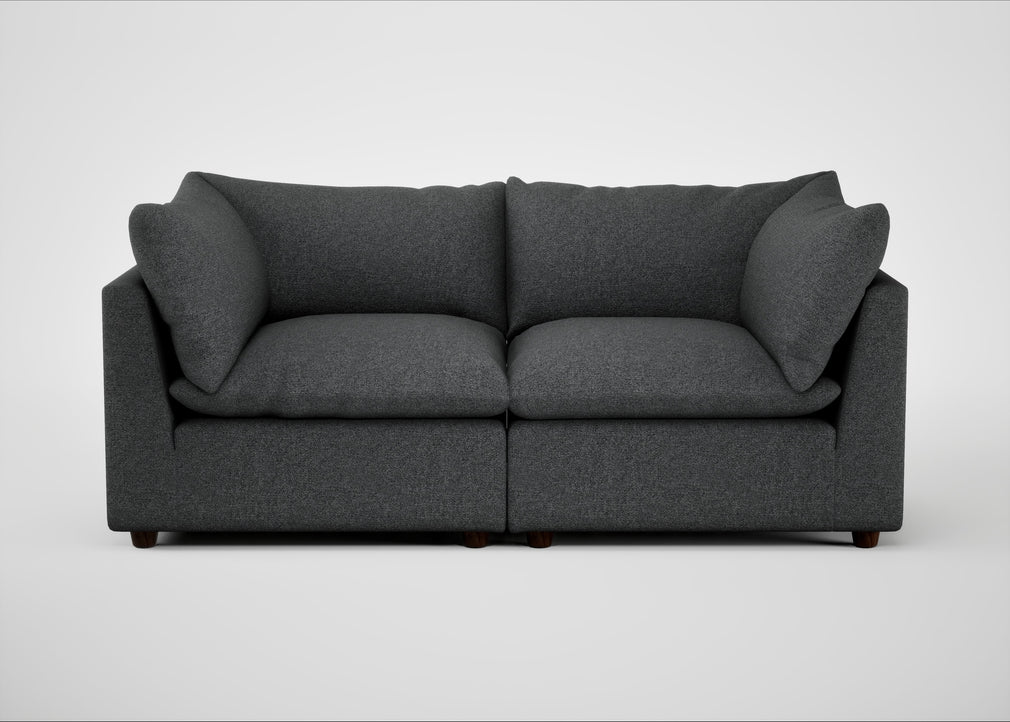 Astrid 3 Seater Sofa Melton Wool Granite / Walnut Stained Beech
