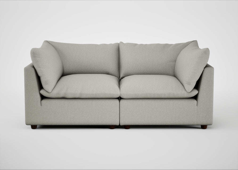 Astrid 3 Seater Sofa Melton Wool Limestone / Walnut Stained Beech