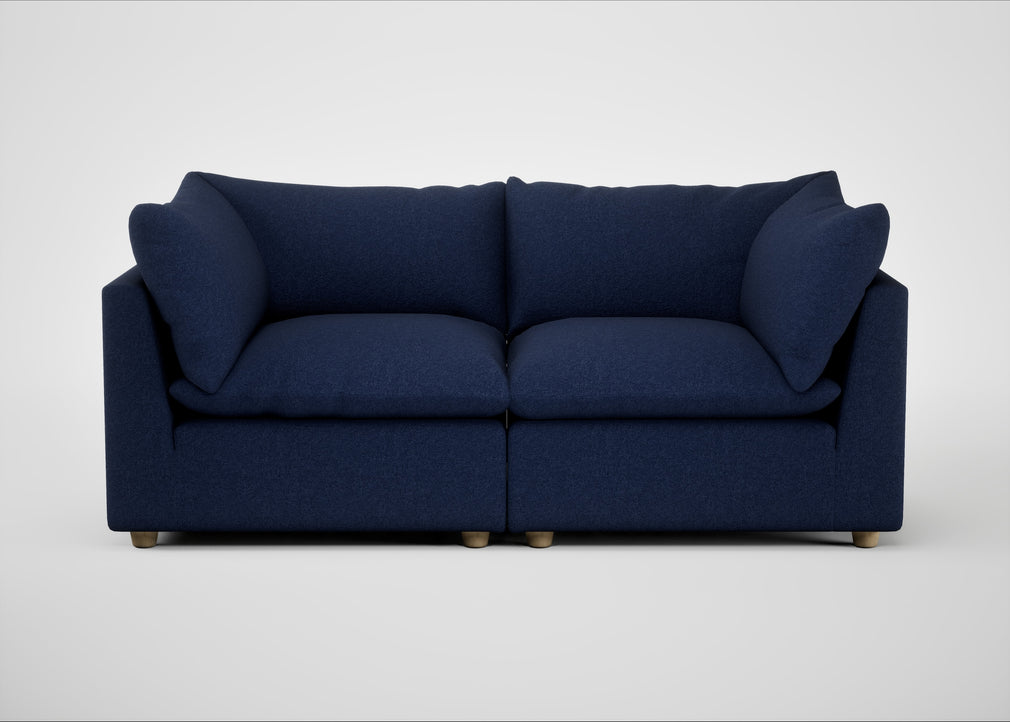 Astrid 3 Seater Sofa Melton Wool New Navy / Natural Beech