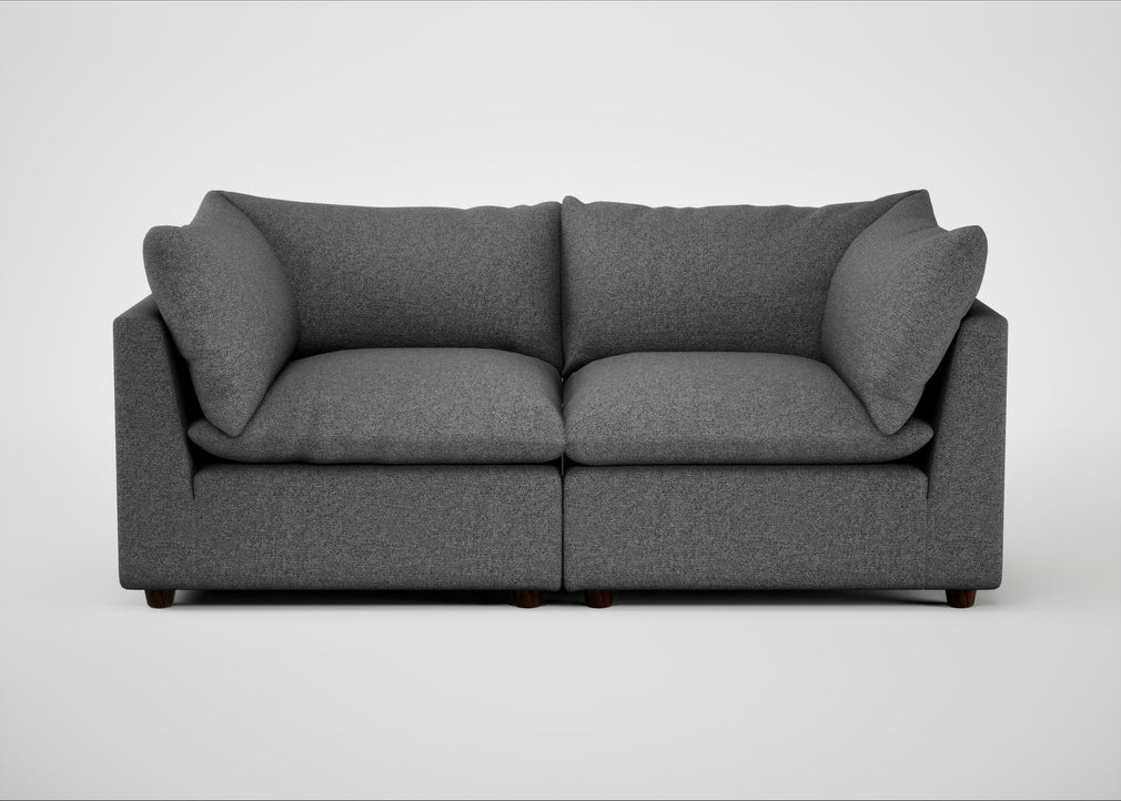 Astrid 3 Seater Sofa Melton Wool Shale / Walnut Stained Beech