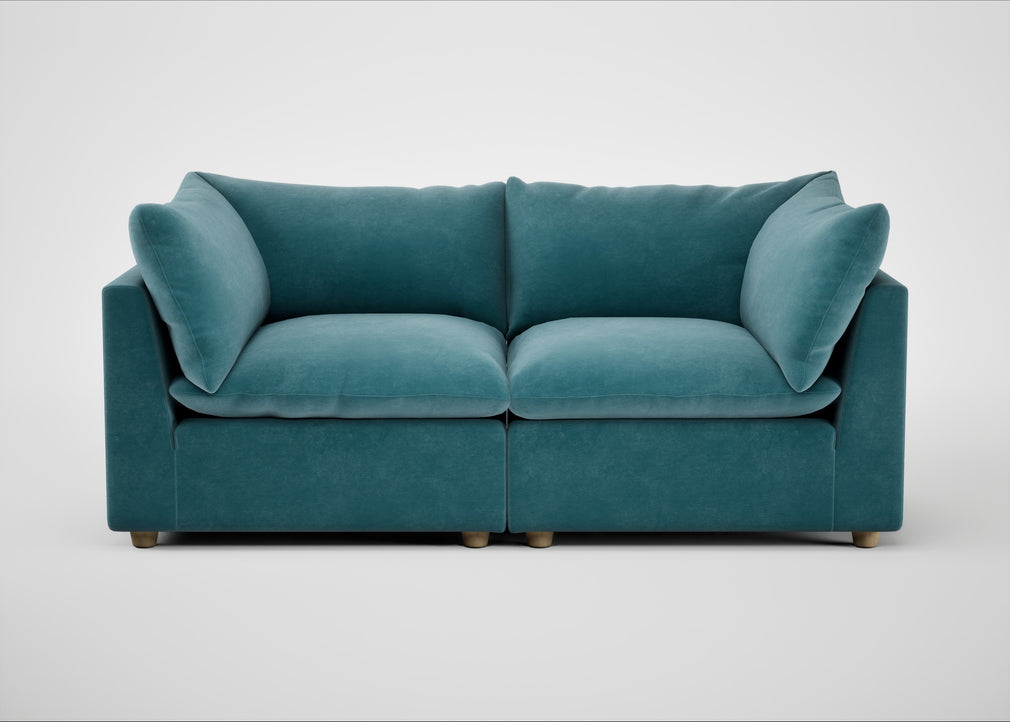 Astrid 3 Seater Sofa Smart Luxe Velvet Airforce Blue / Natural Beech