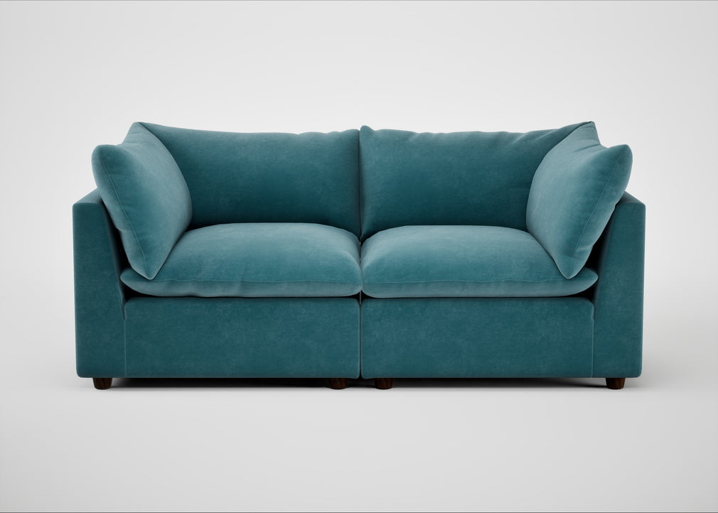 Astrid 3 Seater Sofa Smart Luxe Velvet Airforce Blue / Walnut Stained Beech