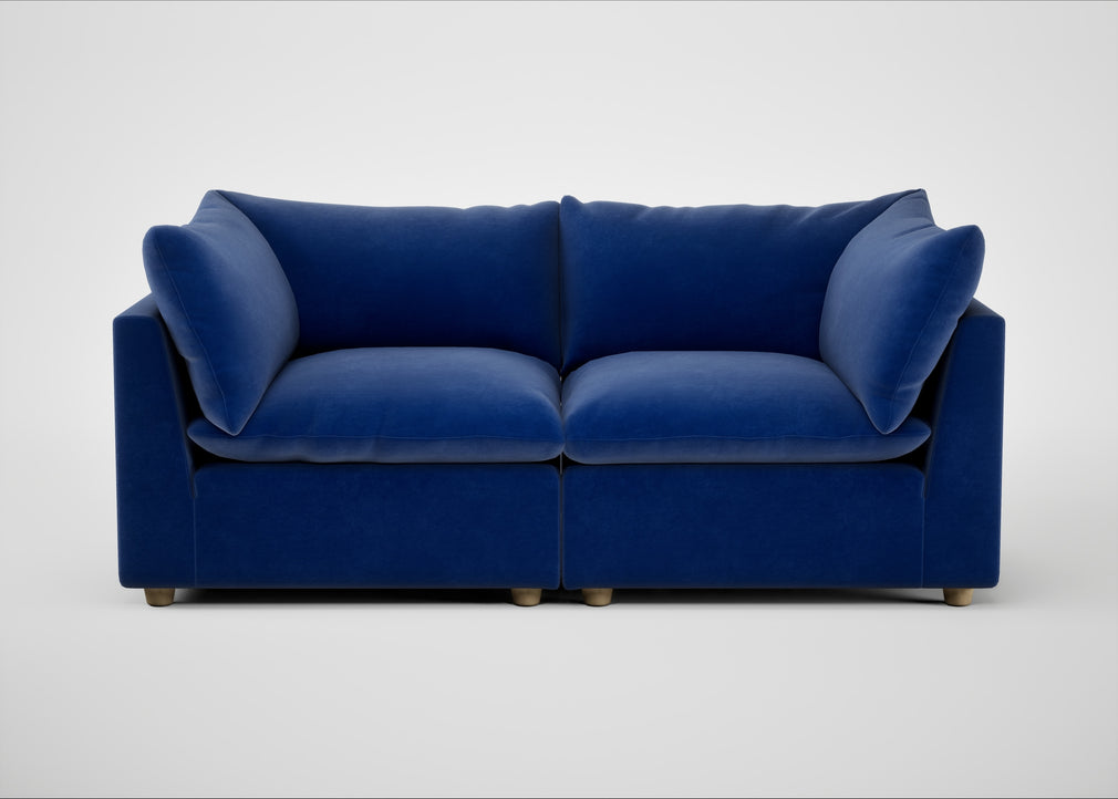Astrid 3 Seater Sofa Smart Luxe Velvet Azure / Natural Beech