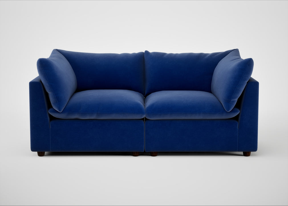 Astrid 3 Seater Sofa Smart Luxe Velvet Azure / Walnut Stained Beech
