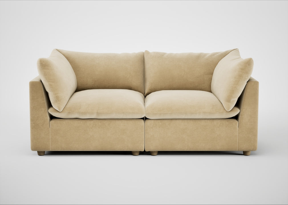 Astrid 3 Seater Sofa Smart Luxe Velvet Biscuit / Natural Beech