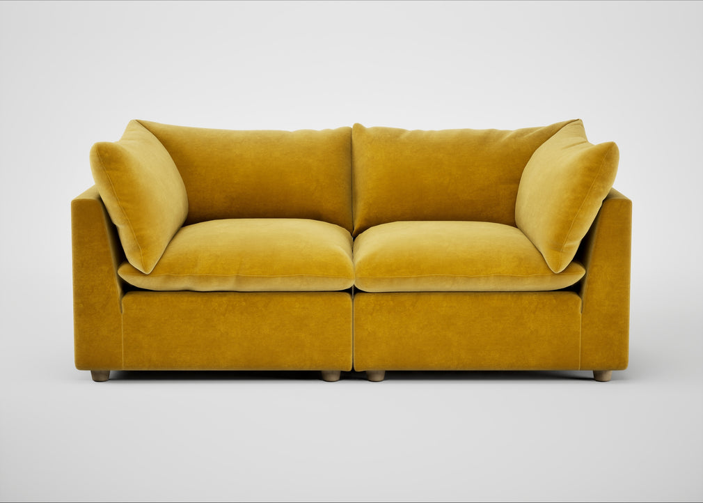 Astrid 3 Seater Sofa Smart Luxe Velvet Canary / Natural Beech