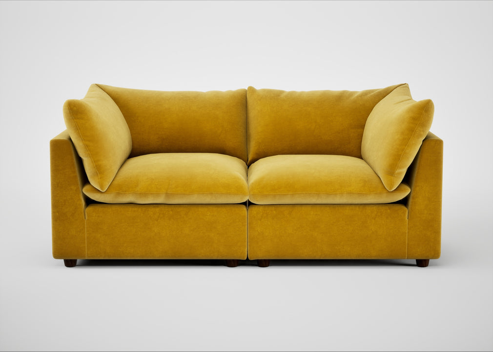 Astrid 3 Seater Sofa Smart Luxe Velvet Canary / Walnut Stained Beech