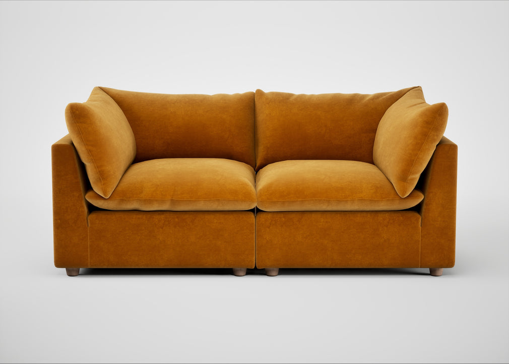 Astrid 3 Seater Sofa Smart Luxe Velvet Cognac / Natural Beech
