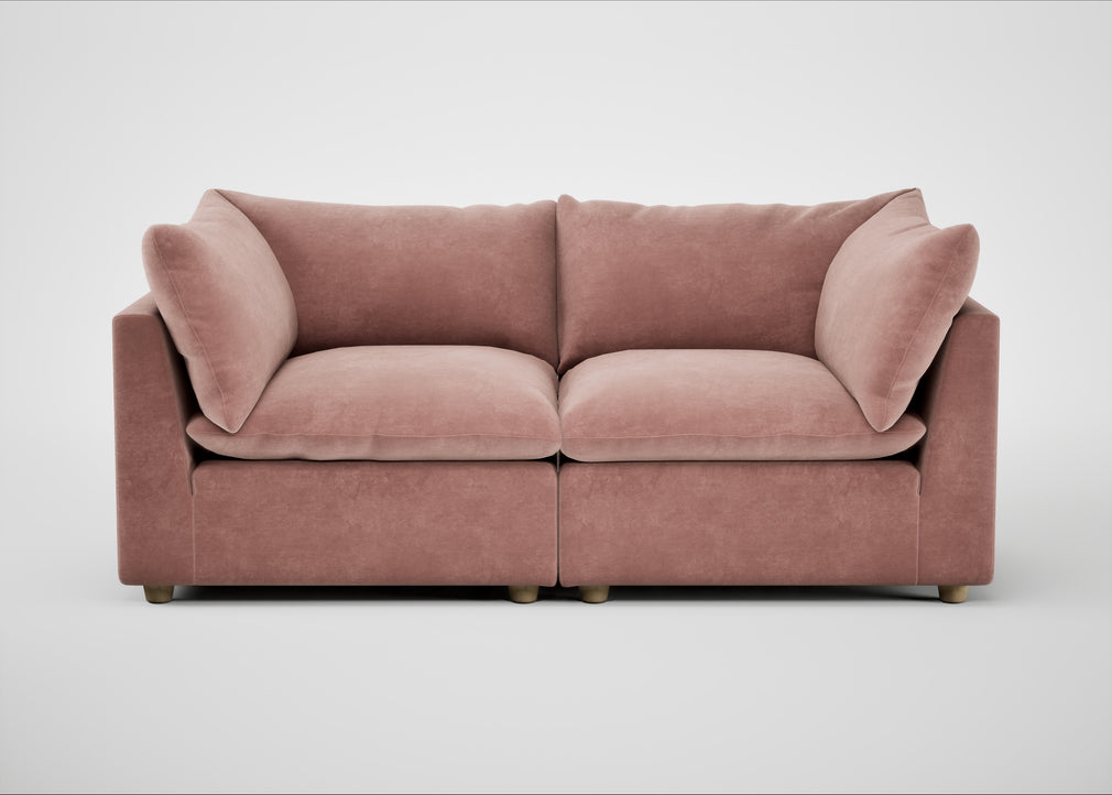 Astrid 3 Seater Sofa Smart Luxe Velvet Dusky Pink / Natural Beech