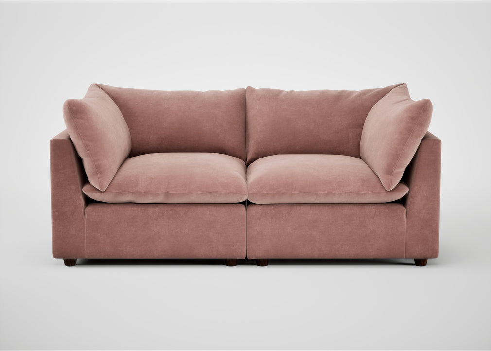 Astrid 3 Seater Sofa Smart Luxe Velvet Dusky Pink / Walnut Stained Beech