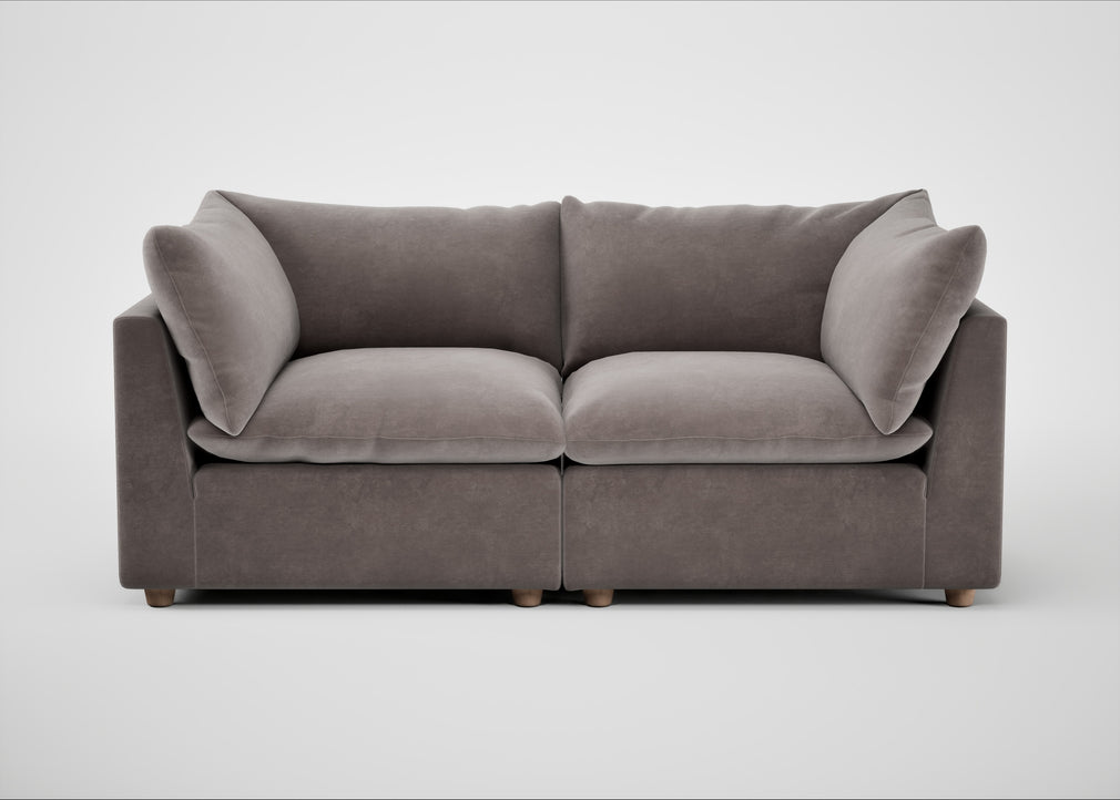 Astrid 3 Seater Sofa Smart Luxe Velvet Mushroom / Natural Beech