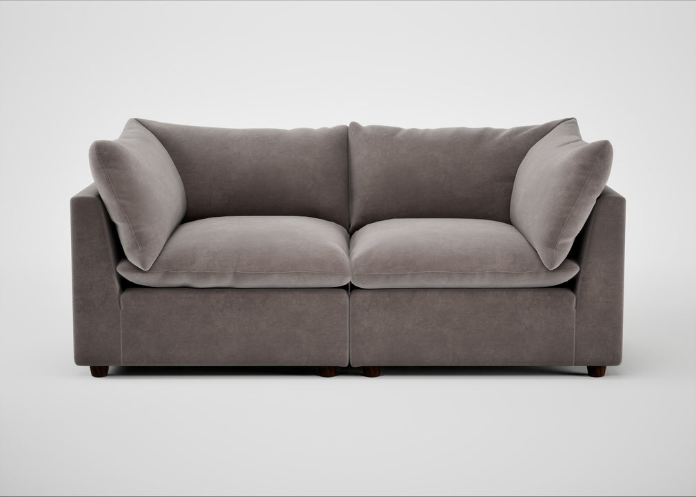 Astrid 3 Seater Sofa Smart Luxe Velvet Mushroom / Walnut Stained Beech