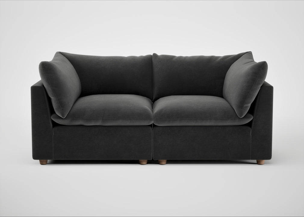 Astrid 3 Seater Sofa Smart Luxe Velvet Nickel / Natural Beech