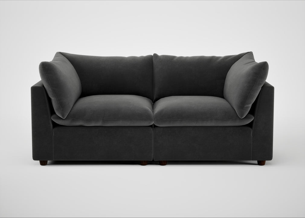 Astrid 3 Seater Sofa Smart Luxe Velvet Nickel / Walnut Stained Beech