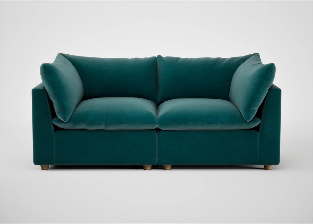 Astrid 3 Seater Sofa Smart Luxe Velvet Ocean Green / Natural Beech