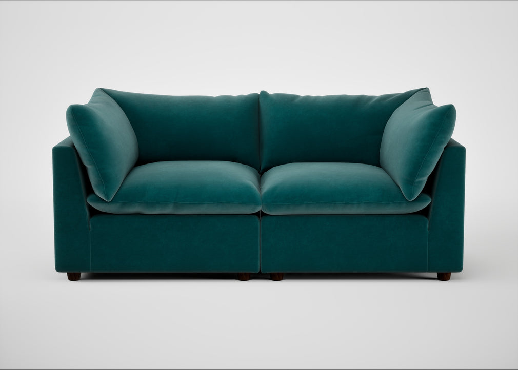 Astrid 3 Seater Sofa Smart Luxe Velvet Ocean Green / Walnut Stained Beech
