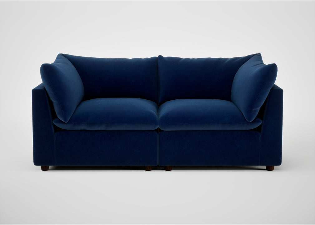 Astrid 3 Seater Sofa Smart Velvet Dusk / Walnut Stained Beech