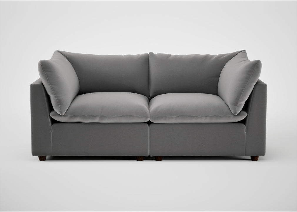 Astrid 3 Seater Sofa Smart Velvet Mercury / Walnut Stained Beech