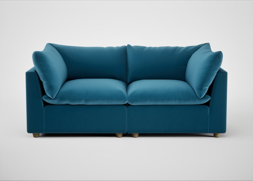 Astrid 3 Seater Sofa Smart Velvet Ocean Blue / Natural Beech