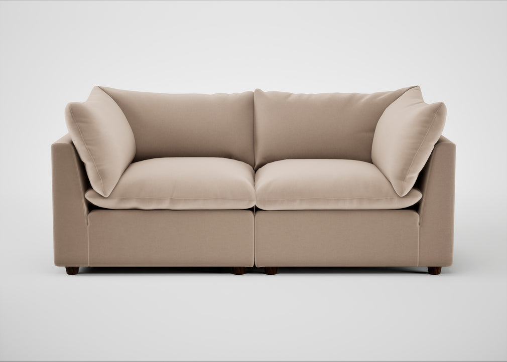 Astrid 3 Seater Sofa Smart Velvet Pebble / Walnut Stained Beech